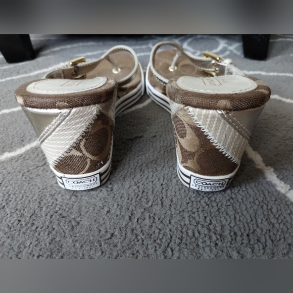 Coach "Pristine" Signature Patchwork Logo Sandals - Picture 9 of 15